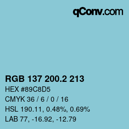 カラーコード: RGB 137 200.2 213 | qconv.com