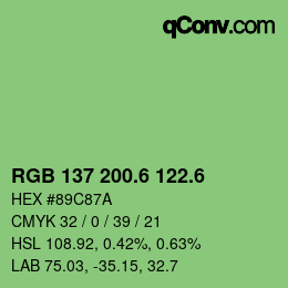 カラーコード: RGB 137 200.6 122.6 | qconv.com