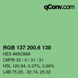 カラーコード: RGB 137 200.6 138 | qconv.com