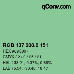 カラーコード: RGB 137 200.6 151 | qconv.com