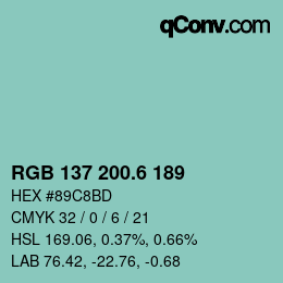 カラーコード: RGB 137 200.6 189 | qconv.com