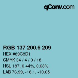 カラーコード: RGB 137 200.6 209 | qconv.com