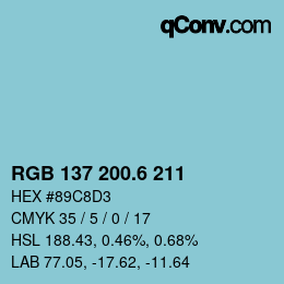 カラーコード: RGB 137 200.6 211 | qconv.com