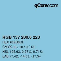 カラーコード: RGB 137 200.6 223 | qconv.com
