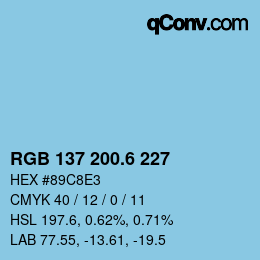 カラーコード: RGB 137 200.6 227 | qconv.com