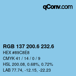 カラーコード: RGB 137 200.6 232.6 | qconv.com
