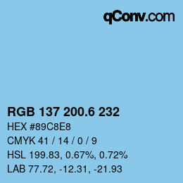 カラーコード: RGB 137 200.6 232 | qconv.com