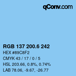 カラーコード: RGB 137 200.6 242 | qconv.com