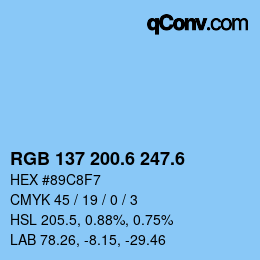 カラーコード: RGB 137 200.6 247.6 | qconv.com