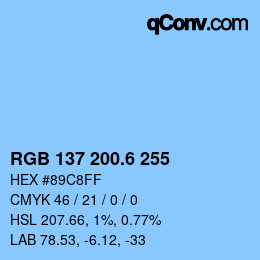 カラーコード: RGB 137 200.6 255 | qconv.com