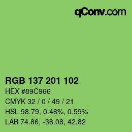 Color code: RGB 137 201 102 | qconv.com