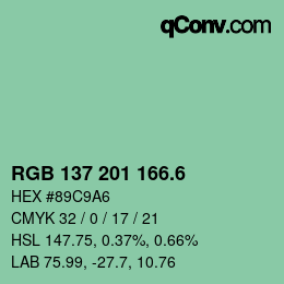 カラーコード: RGB 137 201 166.6 | qconv.com