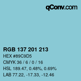 Color code: RGB 137 201 213 | qconv.com