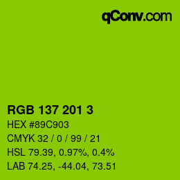Color code: RGB 137 201 3 | qconv.com