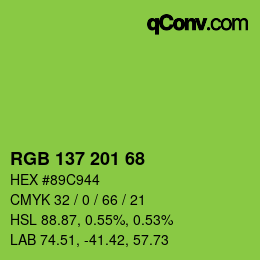 Color code: RGB 137 201 68 | qconv.com