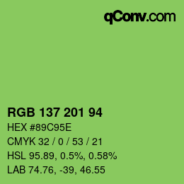 颜色代码: RGB 137 201 94 | qconv.com