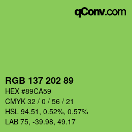 颜色代码: RGB 137 202 89 | qconv.com