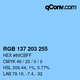 Color code: RGB 137 203 255 | qconv.com
