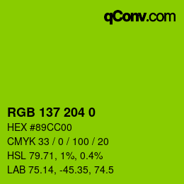Color code: RGB 137 204 0 | qconv.com