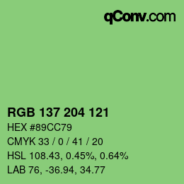 Color code: RGB 137 204 121 | qconv.com