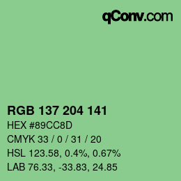 Color code: RGB 137 204 141 | qconv.com