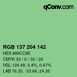 Color code: RGB 137 204 142 | qconv.com