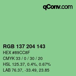 Color code: RGB 137 204 143 | qconv.com