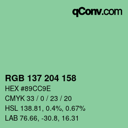 Color code: RGB 137 204 158 | qconv.com