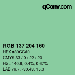 Color code: RGB 137 204 160 | qconv.com
