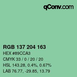カラーコード: RGB 137 204 163 | qconv.com