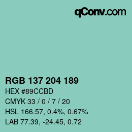 Color code: RGB 137 204 189 | qconv.com