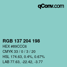 Color code: RGB 137 204 198 | qconv.com