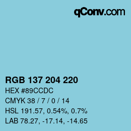 颜色代码: RGB 137 204 220 | qconv.com
