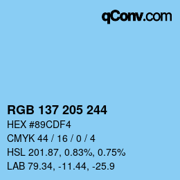 カラーコード: RGB 137 205 244 | qconv.com