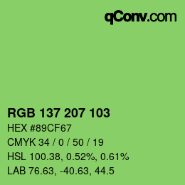 Color code: RGB 137 207 103 | qconv.com