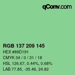 Color code: RGB 137 209 145 | qconv.com