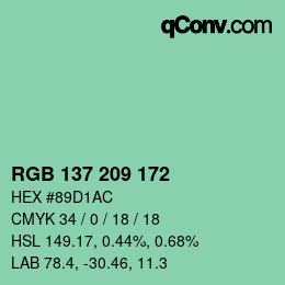 Color code: RGB 137 209 172 | qconv.com