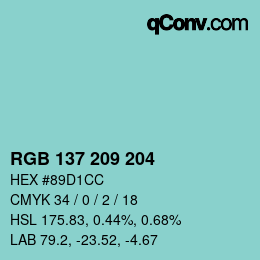 Color code: RGB 137 209 204 | qconv.com