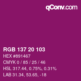 Color code: RGB 137 20 103 | qconv.com