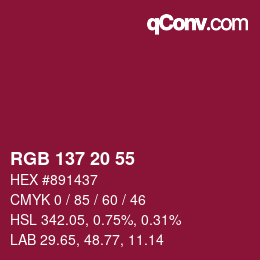 Color code: RGB 137 20 55 | qconv.com