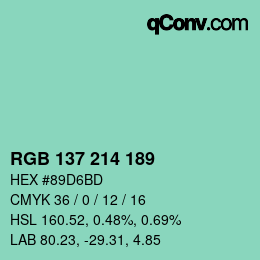 Código de color: RGB 137 214 189 | qconv.com