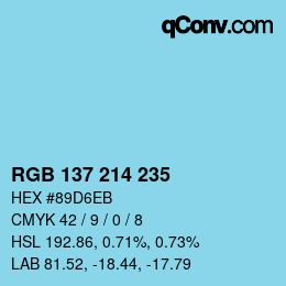 カラーコード: RGB 137 214 235 | qconv.com