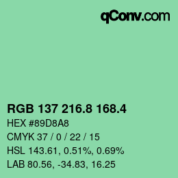 カラーコード: RGB 137 216.8 168.4 | qconv.com