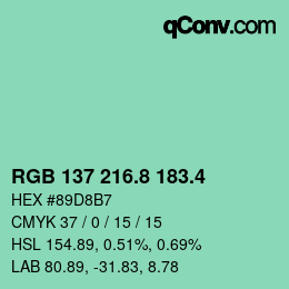 カラーコード: RGB 137 216.8 183.4 | qconv.com