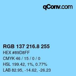 カラーコード: RGB 137 216.8 255 | qconv.com
