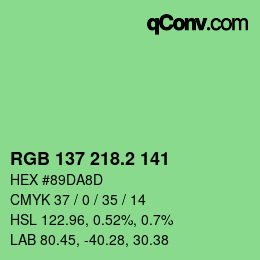 カラーコード: RGB 137 218.2 141 | qconv.com