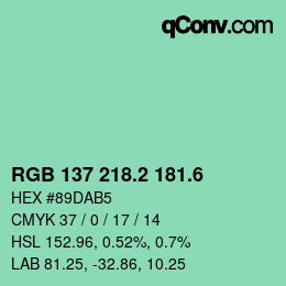 カラーコード: RGB 137 218.2 181.6 | qconv.com