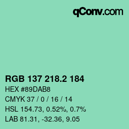 カラーコード: RGB 137 218.2 184 | qconv.com