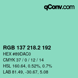 Color code: RGB 137 218.2 192 | qconv.com