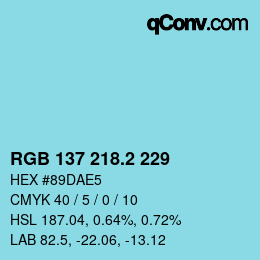 カラーコード: RGB 137 218.2 229 | qconv.com